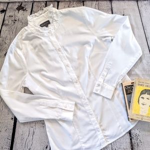 The Limited ruffle collar white cotton button up sz small